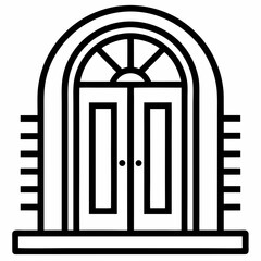 Gate line art icon, Decorative gate icon vector