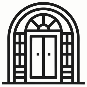 recommend clip art: Gate line art icon, Decorative gate icon vector