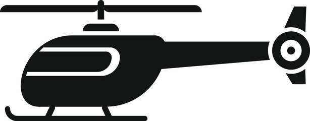 Helicopter flying with skids extended icon in glyph style, suitable for any purposes related to transportation