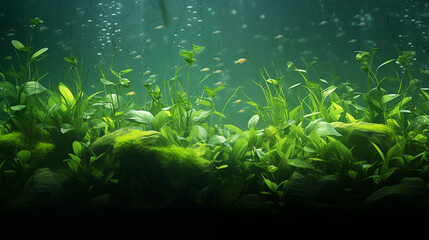 Fototapeta premium Wonderful underwater greenery, ornamental fish, underwater beauty