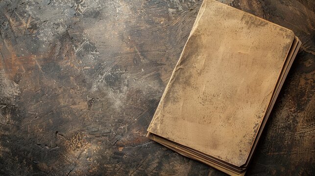 Russian XX century file with vintage cover empty copy space USSR bureaucracy concept letterpress print aged taupe background