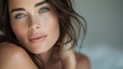Fototapeta premium A striking portrait of a beautiful woman with flawless skin
