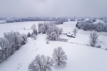 Fototapeta premium Winter landscape covered in snow