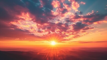 Fototapeta premium A mesmerizing sunset with a sky painted in shades of orange and pink