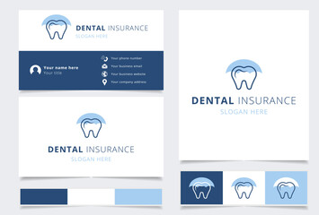 Dental insurance logo concept featuring a tooth under an umbrella