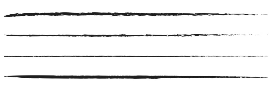 Straight line vector brush strokes. Black hand drawn stripes, smears. Chinese or Japanese calligraphy brushstrokes set. 