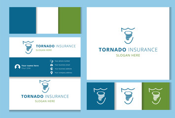Insurance company logo featuring a tornado protecting a house