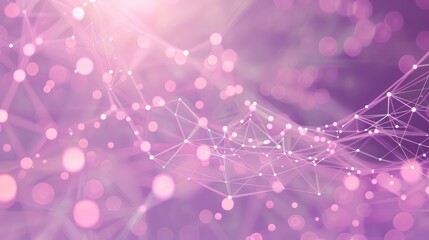 Soft pink dots linked by shimmering lavender lines over a pastel violet canvas, central text focus