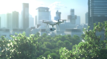 The drone over urban landscape