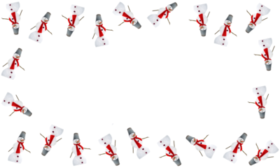 Minimalist gift wrapping paper pattern. Christmas, winter theme. A snowman with a red knitted scarf, a bucket on his head, a carrot nose. Dynamic composition, repetition. Image manipulation. PNG