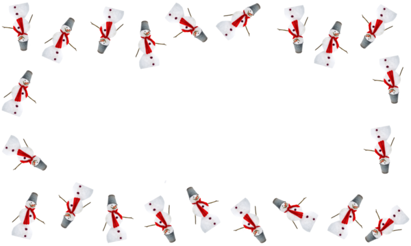 Minimalist gift wrapping paper pattern. Christmas, winter theme. A snowman with a red knitted scarf, a bucket on his head, a carrot nose. Dynamic composition, repetition. Image manipulation. PNG