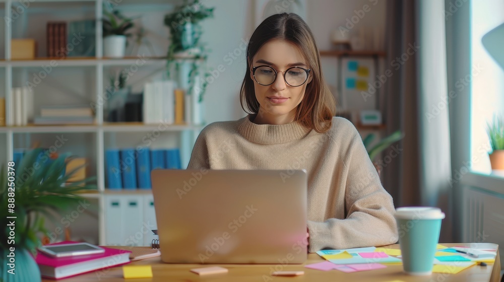 Canvas Prints the woman with laptop