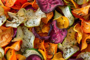Close up of nutritious veggie chips