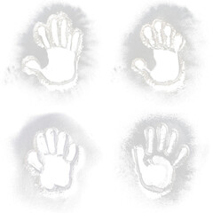 Pacl x 4 Footprints on White Dust: Talcum Powder, Flour, Sand - High-Resolution Stock Images