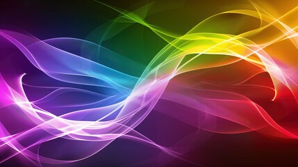 Naklejka premium Abstract Rainbow Waves Flowing On Dark Background