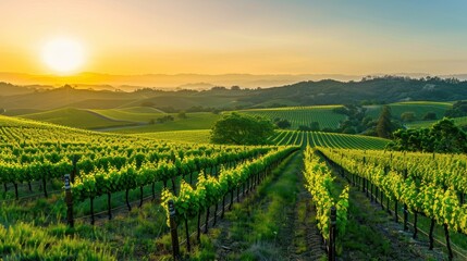 Fototapeta premium The vineyard at sunset