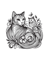 vector cat vector art,graphics cats icons set,vintage illustration cat clipart,vector cats flat style artwork design.