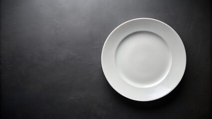 Empty White Plate on Black Background,plate, background, minimalism, food