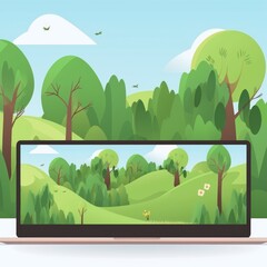 Fototapeta premium Serene Natural Background for Zoom Meetings and Video Calls with Abundant Greenery