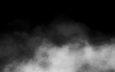 White smoke cloud with overlay effect on transparent black background. Realistic border with fog vector illustration of smoky mist or toxic vapor on floor. Meteorological phenomenon or condensation.