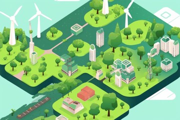 Fototapeta premium Green Investment Ecosystem Flourishing: Showcasing Sustainable Growth and Development with an Emphasis on Eco-Friendly Practices and Renewable Energy Solutions