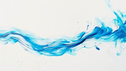 Fototapeta premium Smooth blue swirl on right side of canvas, white background