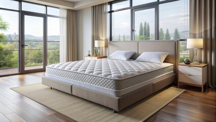 Modern Bedroom Interior with a Plush Bed and Natural Light, 3D Rendering, Bedroom Design, Interior Design, Home Decor