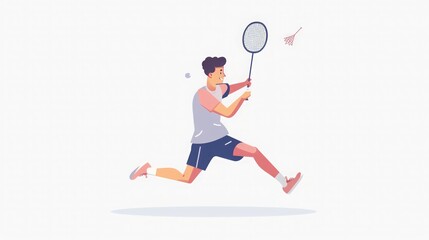 Badminton Player in Action: A Dynamic Illustration