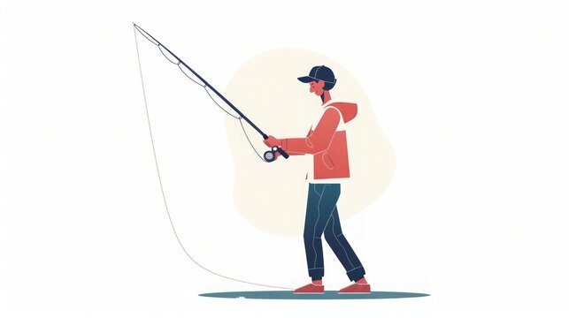 recommend clip art: Fisherman with Rod and Reel - Illustration