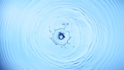 Top View of Water Drop on Clear Blue Surface.