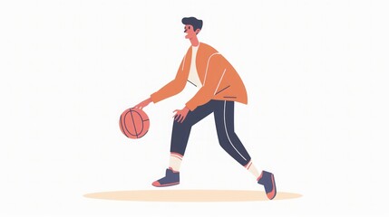 Obraz premium Basketball Player Dribbling Illustration - Sport, Game, Athlete