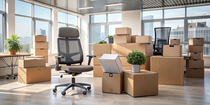 Office Ready, Office Chair, Cardboard Boxes, Moving, Relocation