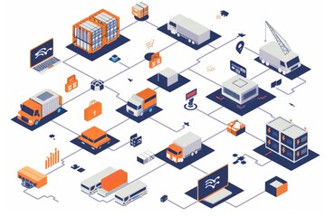Obraz premium Streamlined Supply Chain Dynamics: Visualizing the Interconnected Flow from Suppliers to Consumers with Emphasis on Efficiency and Coordination