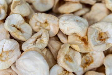 Dried apples. Close-up of dried fruits. Background.