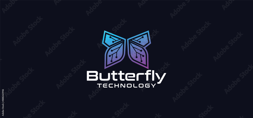 Wall mural logo collection. butterfly technology, biotechnology, vector butterfly logo