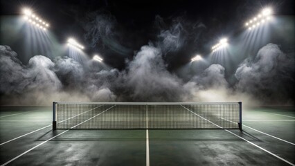 Tennis Court Under Stadium Lights, Sports, Game, Competition, Play