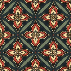 Elegant Vintage Floral Pattern on Dark Background