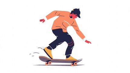 Fototapeta premium Skateboarding Illustration: A Skater in Motion