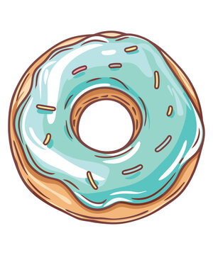recommend clip art: Collection of Colorful Donuts With Outline on White Background