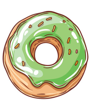 recommend clip art: Collection of Colorful Donuts With Outline on White Background