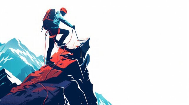 Climber Reaching Mountain Peak: Adventure, Success, and Determination