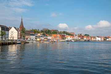 Obraz premium Flensburg Skyline from harbour Schleswig-Holstein Germany