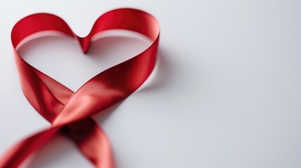 ribbon forming heart shape on a plain white background