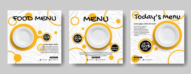 Food banner social media post template ads. Editable social media templates for promotions. Layout design for marketing on social media.