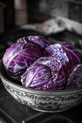 Fototapeta premium Bowl with purple cabbage, ideal for cooking or garnishing dishes