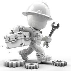 Naklejka premium 3D three-dimensional human wearing a safety helmet