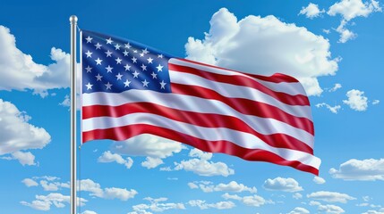 Obraz premium american flag, US American flag, american flag on sky memorial day, independence day, usa flag, labor day, american flag, united states flag, waving flag, texture, wallpaper, Ai