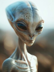 Detailed view of extraterrestrial sculpture, ideal for sci-fi imagery