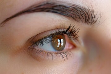 Obraz premium Close-up of a green eye with neatly groomed brows