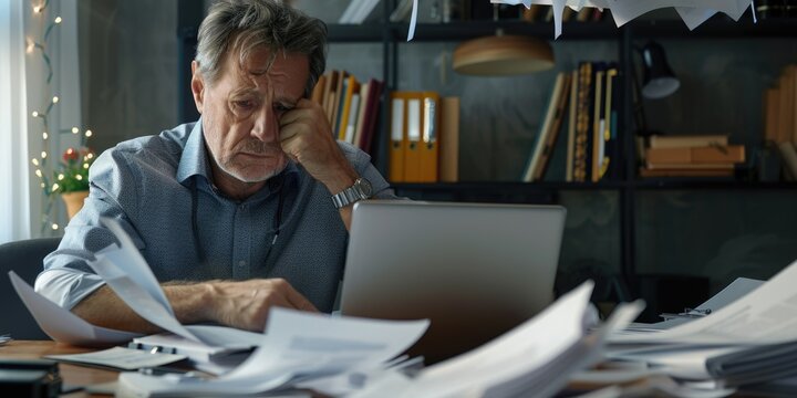 A focused male engaging with technology, ideal for digital workspace visuals